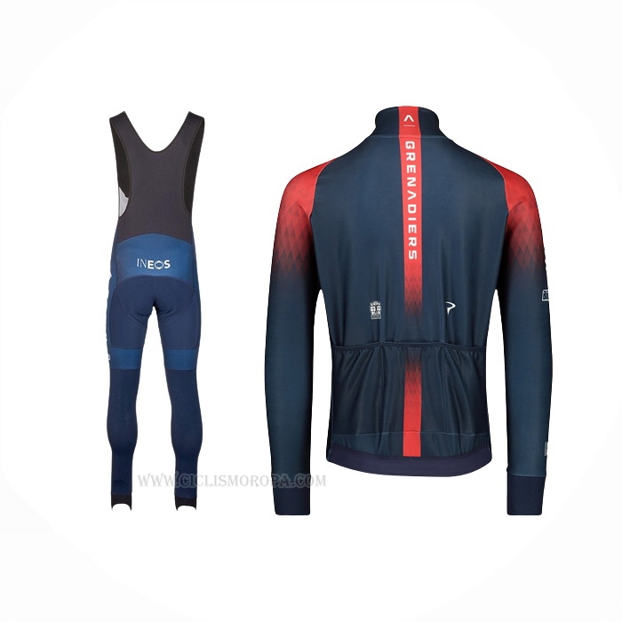 2022 Ropa Ciclismo Ineos Grenadiers Apagado Azul Mangas Largas y Culotte Lunga